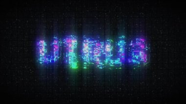 VIRUS Glitch Text Animation,  old tv vhs glitch