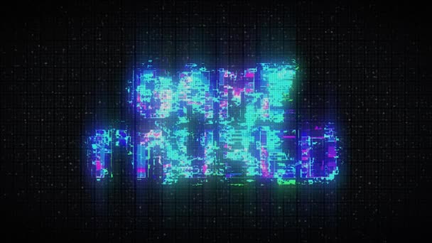 Retro Game Paused Text Old Vhs Glitch Noise Screen — Vídeo de Stock