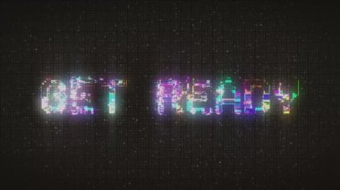 GET READY text with glitch background concept for video games screen. 