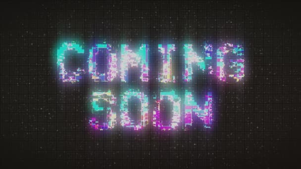 Coming Soon Text Glitch Background Concept Video Games Screen — 图库视频影像