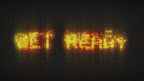 Get Ready Tekst Met Glitch Achtergrond Concept Voor Video Games — Stockvideo