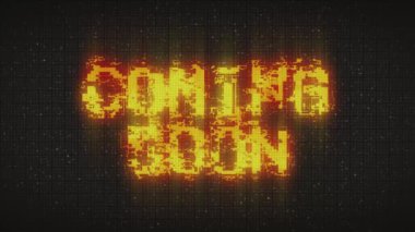 Coming soon 4k green text animation with glitch effect