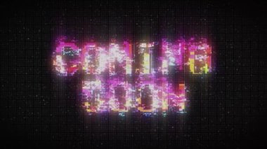 Coming soon 4k green text animation with glitch effect