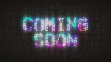 Coming soon 4k green text animation with glitch effect