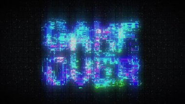 Arızalı Retro video oyunu ekranı. Gürültülü çarpıtmayla oyun bitti. 4k video.