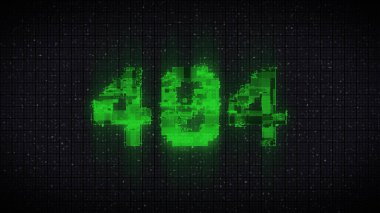 404 Error inscription on digital screen, glitch background. Pixel 404 text
