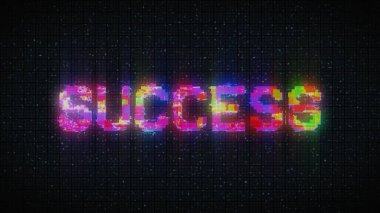 SUCCESS text on computer old tv vhs glitch interference noise screen