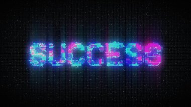 SUCCESS text on computer old tv vhs glitch interference noise screen