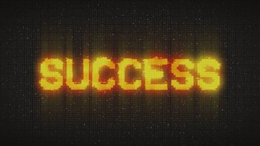 SUCCESS text on computer old tv vhs glitch interference noise screen