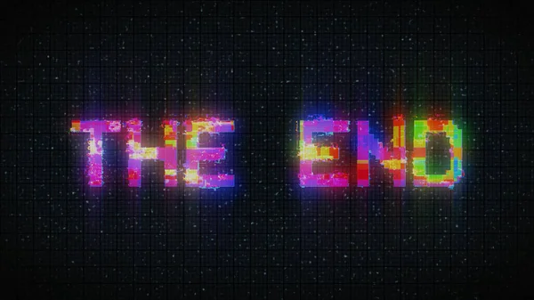 The End Retro Text Effect with Glitch Background.
