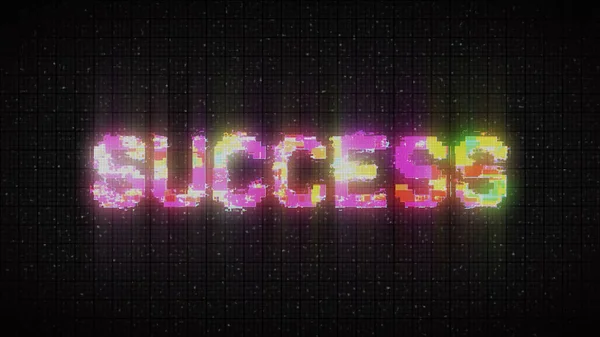 SUCCESS text on computer old tv vhs glitch interference noise screen
