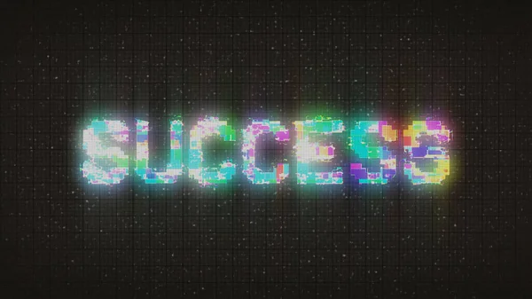 SUCCESS text on computer old tv vhs glitch interference noise screen