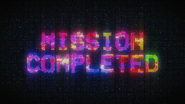 MISSION COMPLETED text computer old tv glitch interference noise screen