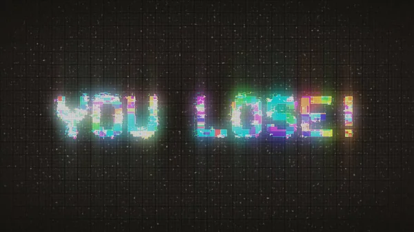 YOU LOSE! text with glitch background concept for video games screen