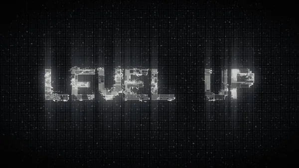 LEVEL UP text with glitch background concept for video games screen.