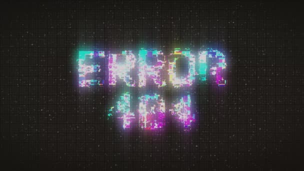 Error 404 Glitch Text Animation 404 Error Inscription Digital Screen — Vídeo de Stock