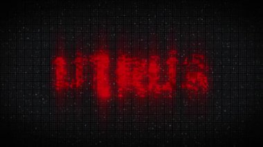 VIRUS Glitch Text Animation,  old tv vhs glitch