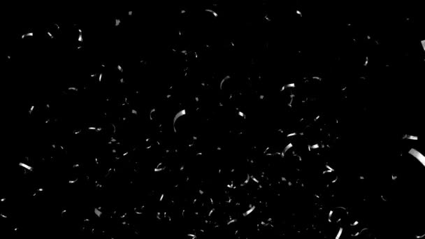 Silver Confetti Falling Black Green Blue White Background — Stock video