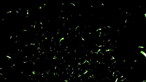 Confetti Verde Cayendo Sobre Fondo Negro Verde Azul Blanco — Vídeos de Stock