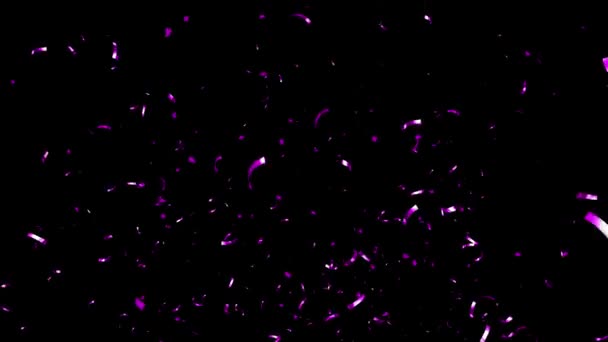 Purple Confetti Falling Een Zwarte Groene Blauwe Witte Achtergrond — Stockvideo