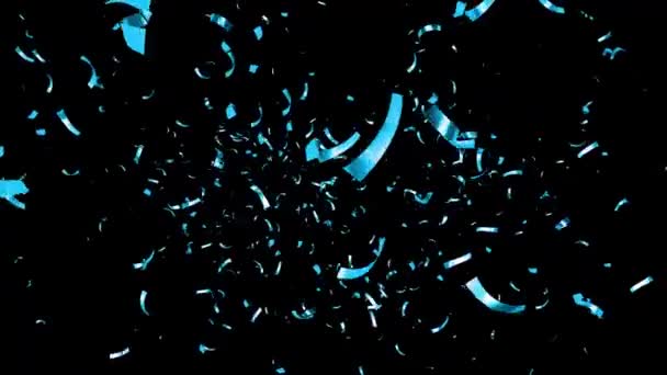 ブラック グリーン ブルー ホワイトバックグラウンドで落ちるブルーコンセッティ — ストック動画
