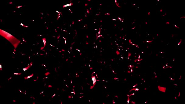 白の背景に落ちる赤いコンセッティ — ストック動画