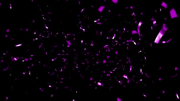 白の背景に落ちる紫のコンセッティ — ストック動画