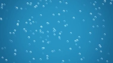 Yukarıdan oluşturulan sabun köpükleri mavi arka planda süzülüyor, 4k, döngü