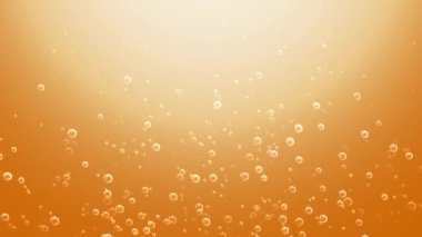 4k sıvı video animasyonu. Kabarcıkları yükselen bira sıvısı, 4K, döngü