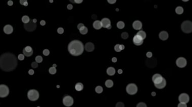 Siyah arkaplan üzerinde beyaz daireler bokeh parçacıkları soyut arkaplan döngüsü.