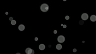 Siyah arkaplan üzerinde beyaz daireler bokeh parçacıkları soyut arkaplan döngüsü.