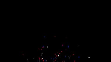 Blue, red and white confetti explosion on black, green screen with Matte Channel