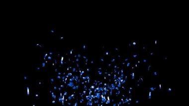 Mavi konfeti patlaması Siyah, Yeşil ekran ve Matte Kanalı