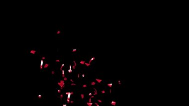 Siyah, Yeşil Ekran ve Matte Kanalı ile Kırmızı Konfeti Patlamaları
