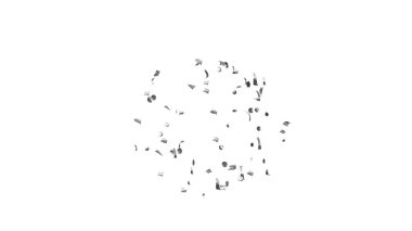 Gümüş konfetiyle kutlama geçmişi. Beyaz arkaplan