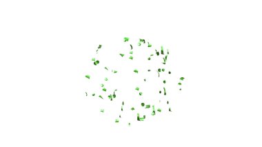 Yeşil Konfeti beyaz arka planda patlar