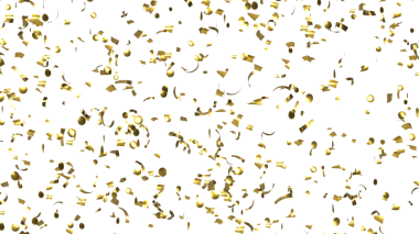 Alfa Kanalı 'na düşen parlak altın konfeti. Uçan Noel süsleri. 