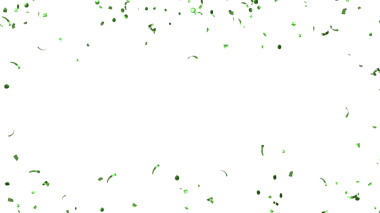 Alfa kanalında düşen yeşil konfeti. Uçan Noel süsleri. 