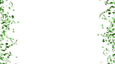 Alfa kanalında düşen yeşil konfeti. Uçan Noel süsleri. 