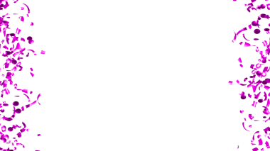 Alfa kanalında düşen mor konfeti. Uçan Noel süsleri. 