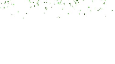 Düşen Yeşil Konfeti Beyaz Arkaplanda. Uçan Noel süsleri. 