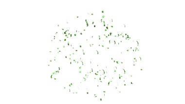 Yeşil Konfeti beyaz arka planda patlar