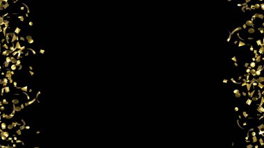 Düşen Altın Folyo Konfeti Kara Arkaplanda