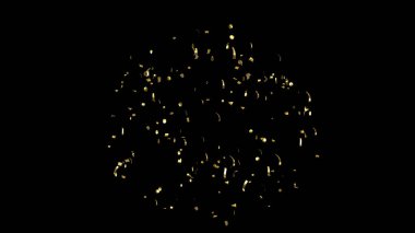 Altın folyo konfeti siyah arka planda patladı