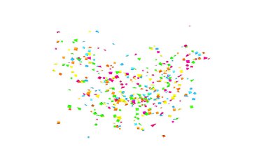 Çok renkli konfetilerin patlaması. Konfeti, beyaz arka planda süsleme.