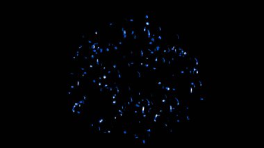 Mavi konfeti patlaması. Konfeti, siyah arka planda süsleme.