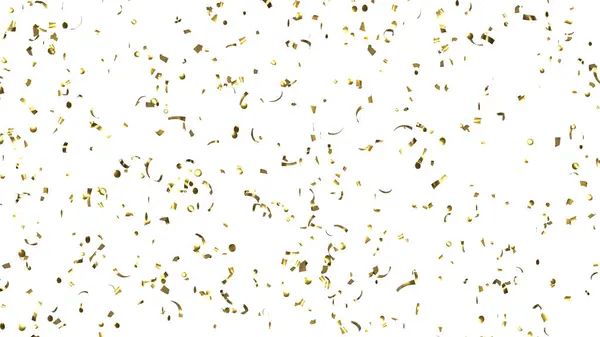 Beyaz Arkaplan 'a düşen parlak altın konfeti. Uçan Noel süsleri. 