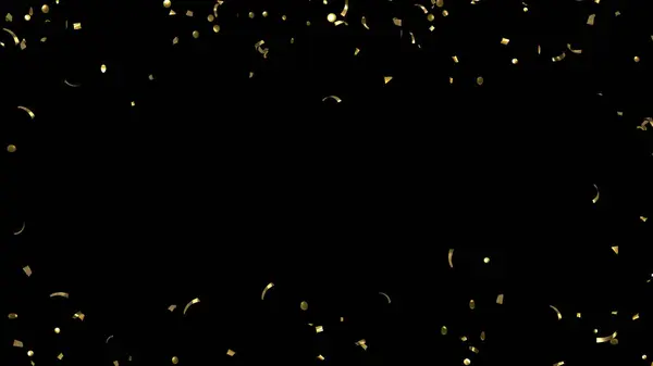 Düşen Altın Folyo Konfeti Kara Arkaplanda