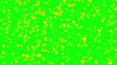 Altın parıltılı parçacıkları döngüye sok. Yeşil, beyaz arkaplanda düşen parçacıklar