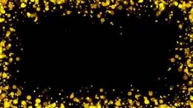 Siyah, yeşil, mavi arkaplan üzerindeki altın parçacıkları döngüsü